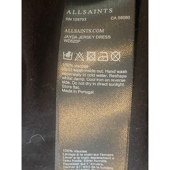 All Saints Jayda Sleeveless V-Neck Bodice Tied Handkerchief Knit Dress Size L - Picture 7 of 7